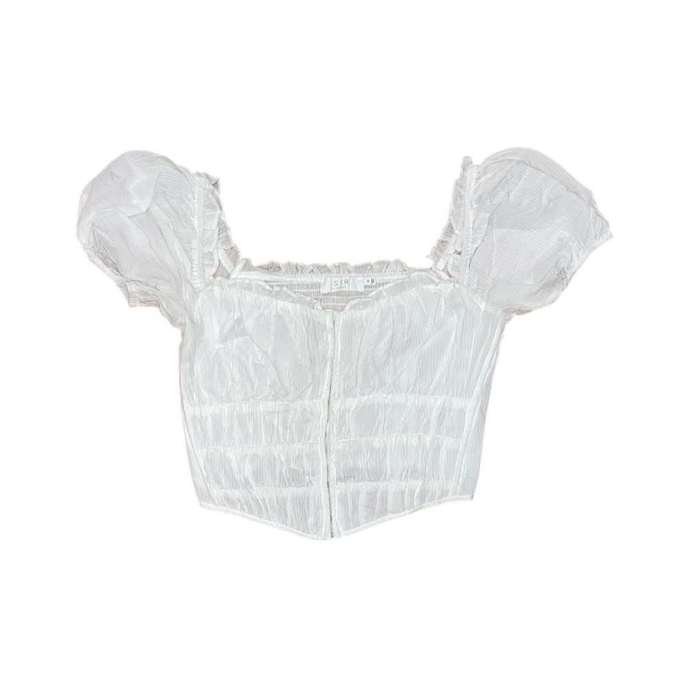 Astr White Puff Sleeve Cropped Top